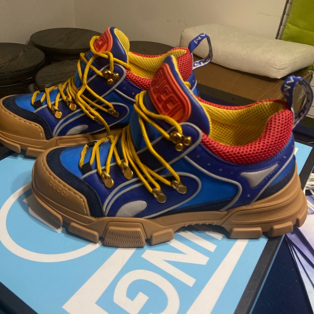 Gucci Flashtrek sega blue suede size 8 men